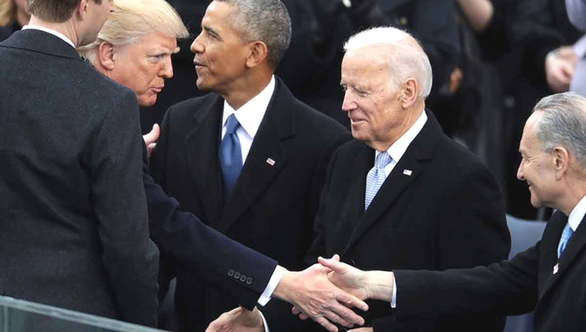 President Trump with former President Obama and former Vice President Biden...